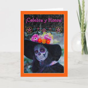 Tarjeta Celebración y honor del Día de los Muertos en espa