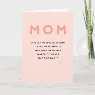 Tarjeta Celebrando el acróstico de MOM del Día de la Madre