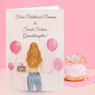 Tarjeta Celebrando los dulces dieciséis de la nieta con je