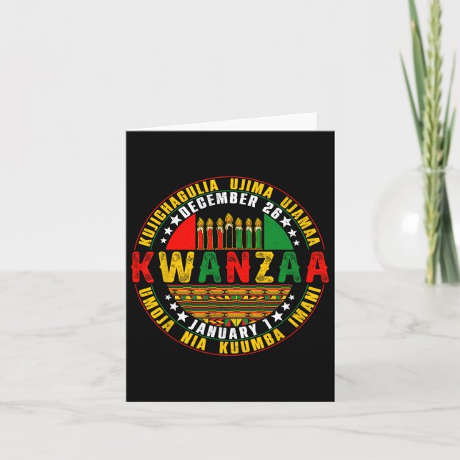 Tarjeta Celebrando Principios de Kinara de Kwanzaa Velas S (Anverso)