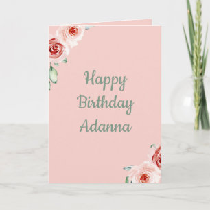 Tarjeta Celebrando tu cumpleaños Pink Floral Acuarela