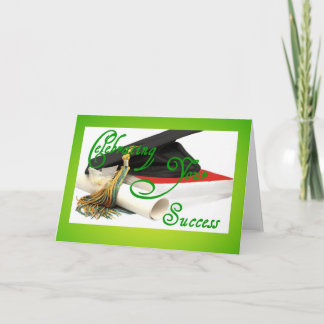 Tarjeta Celebrando tu éxito-graduación-verde