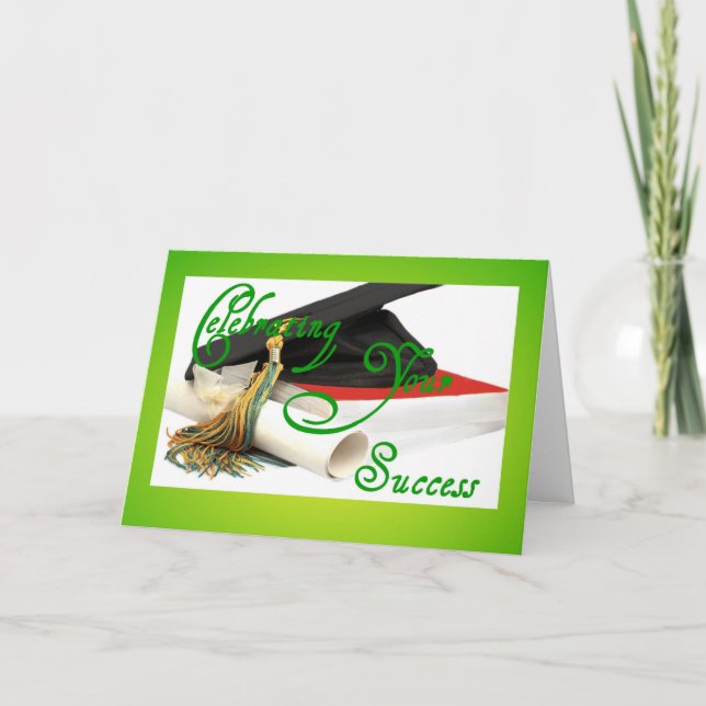Tarjeta Celebrando tu éxito-graduación-verde (Anverso)
