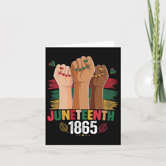 Tarjeta Celebrar a mano Juneteenth 1865 Juneteenth lindo J (Anverso)