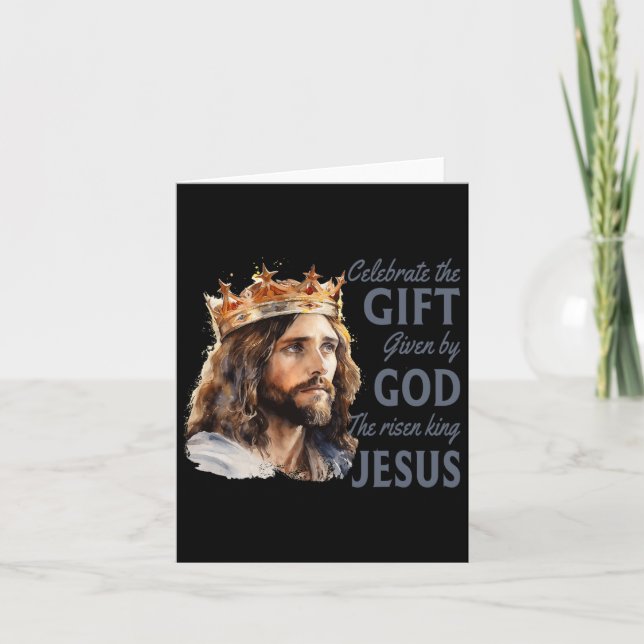 Tarjeta Celebrar Pascua Jesús El Rey es Cristiano Crecient (Anverso)