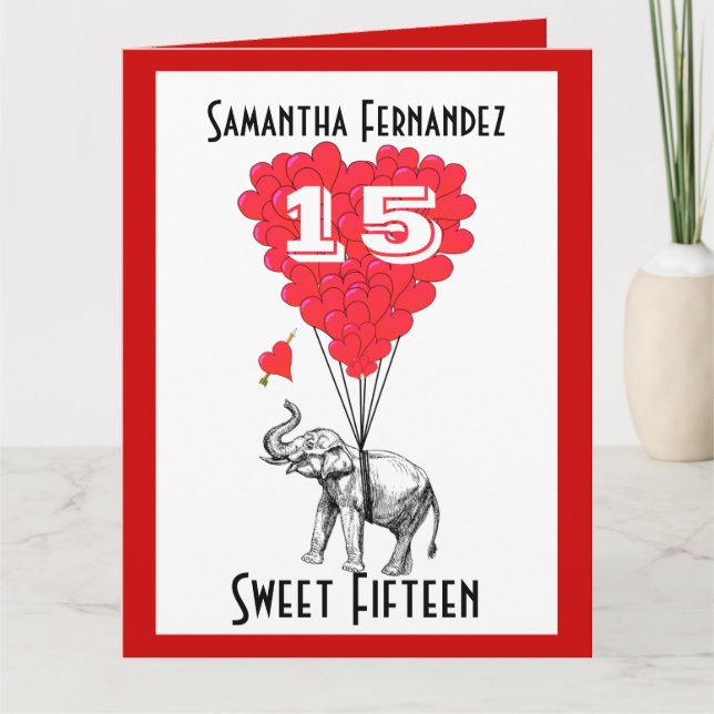 Tarjeta Célebre elefante dulce Quince (Anverso)