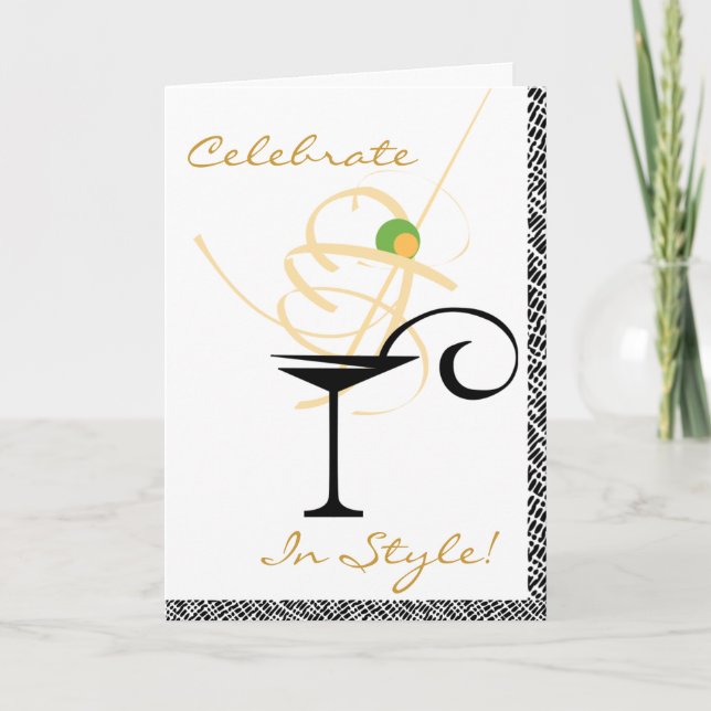 Tarjeta Celebre en cumpleaños del remolino de Martini del (Anverso)