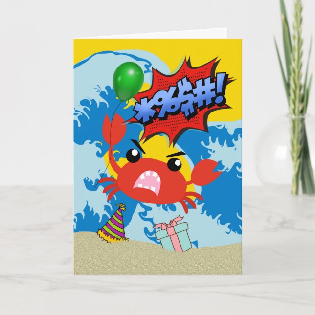 Tarjeta Celebren su cumpleaños no sean cangrejos (Anverso)