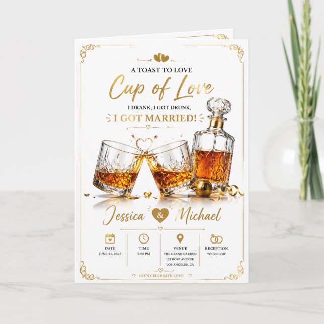 Tarjeta "Celera el amor con whisky y romance" (Anverso)