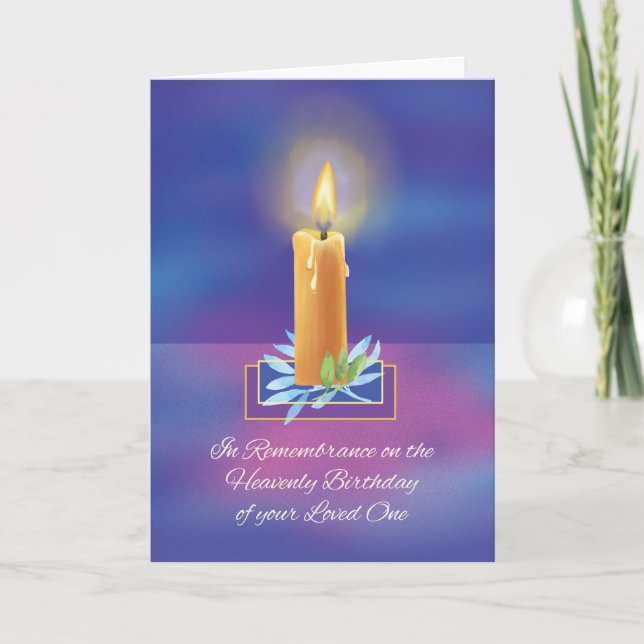 Tarjeta Celestial Cumpleaños Religioso Brillante Vela Lige (Anverso)