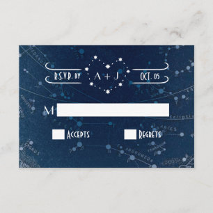 Tarjeta celestial de RSVP que se casa