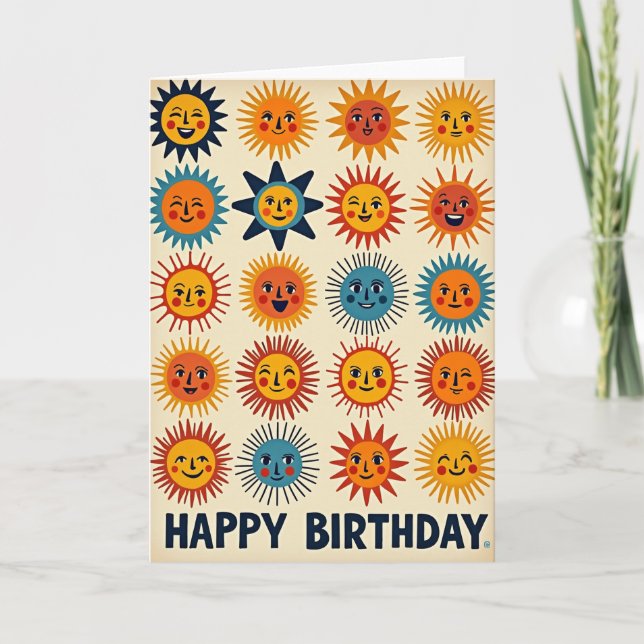 Tarjeta Celestial del Sol de Cumpleaños (Anverso)