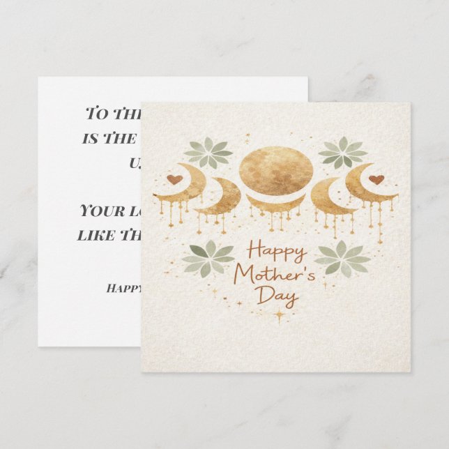 Tarjeta Celestial Moon Boho Mother's Day Card (Anverso / Reverso)