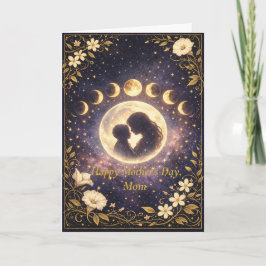 Tarjeta Celestial Moon Phases Floral Night Sky Design