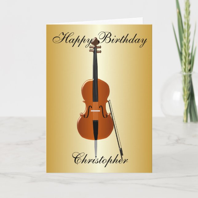 Tarjeta Cello Acabo De Añadir Nombre Cumpleaños (Anverso)