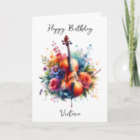 Cello acuarela y natalidad personalizada con flore