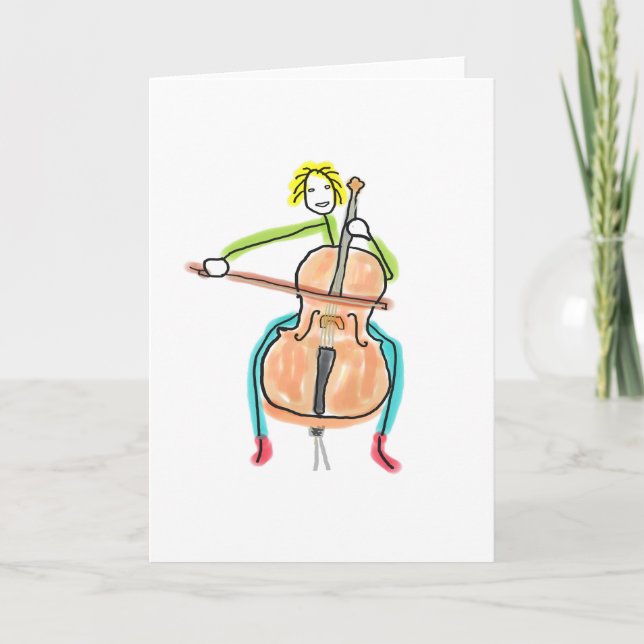 Tarjeta Cello Playing Stickman (Anverso)