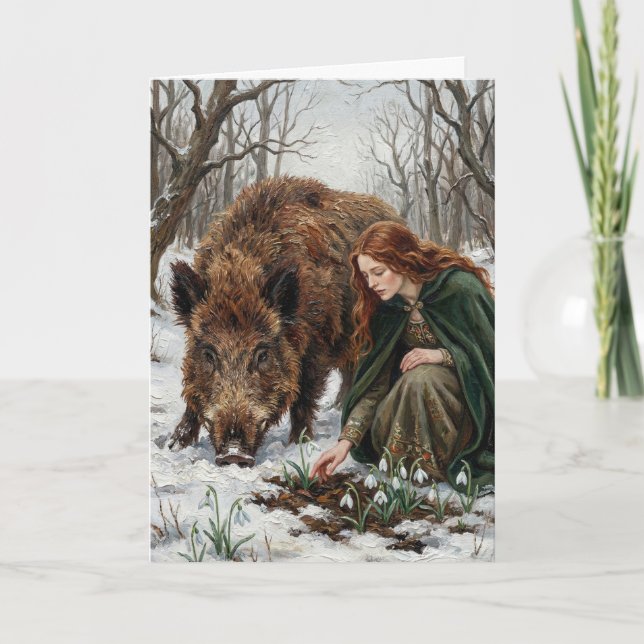 Tarjeta Celtic Goddess & Wild Boar (Anverso)