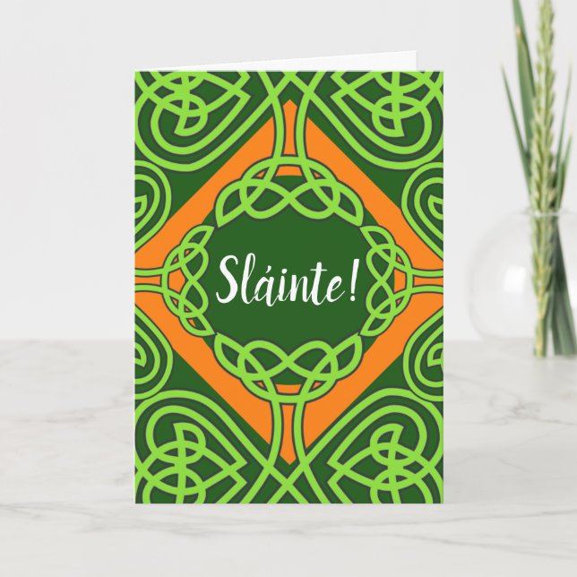 Tarjeta Celtic Knotwork Sláinte St. Patrick's Day (Anverso)