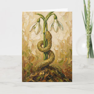 Tarjeta Celtic Serpiente Snowdrops Imbolc Renacimiento Art