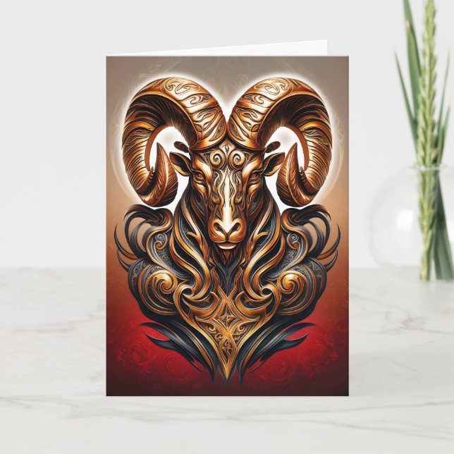 Tarjeta Celtic Tribal Aries Birthday Card (Anverso)