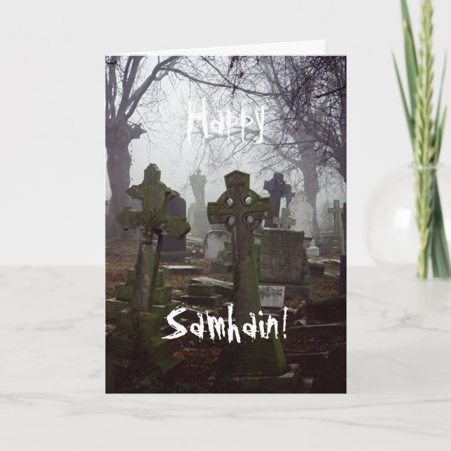 Tarjeta cementerio espeluznante (Anverso)