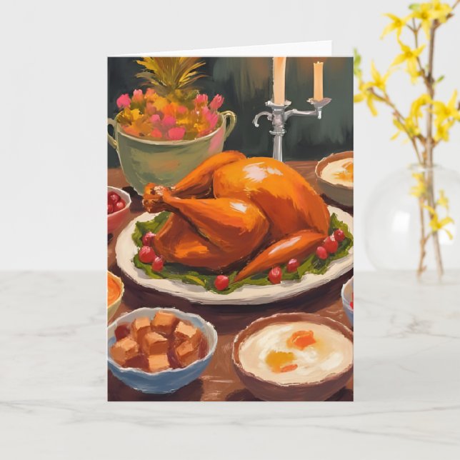 Tarjeta Cena de Acción de Gracias (flor amarilla)