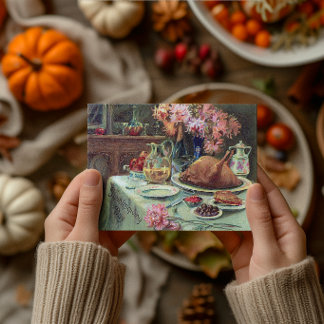 Tarjeta Cena de Acción de Gracias de Pavo Vintage