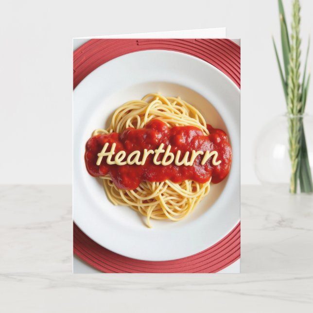 Tarjeta Cena de Birday Heartburn Spaghetti (Anverso)