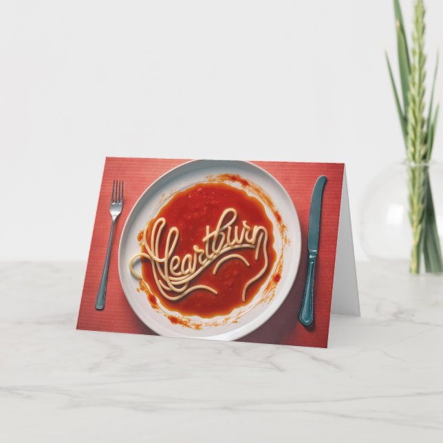 Tarjeta Cena de Birday Heartburn Spaghetti (Anverso)
