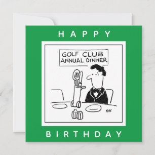 Tarjeta Cena de Golf tiene Cubiertos en Carrito de Golf Di