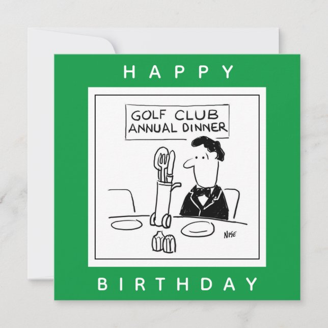 Tarjeta Cena de Golf tiene Cubiertos en Carrito de Golf Di (Anverso)