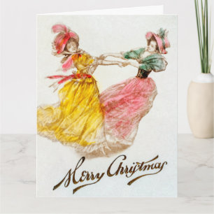 Tarjeta Cena de navidades con festividades de baile de muj