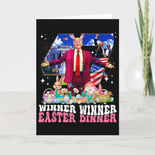 Tarjeta Cena de Pascua Ganadora Trump Conejo Caza Huevos F