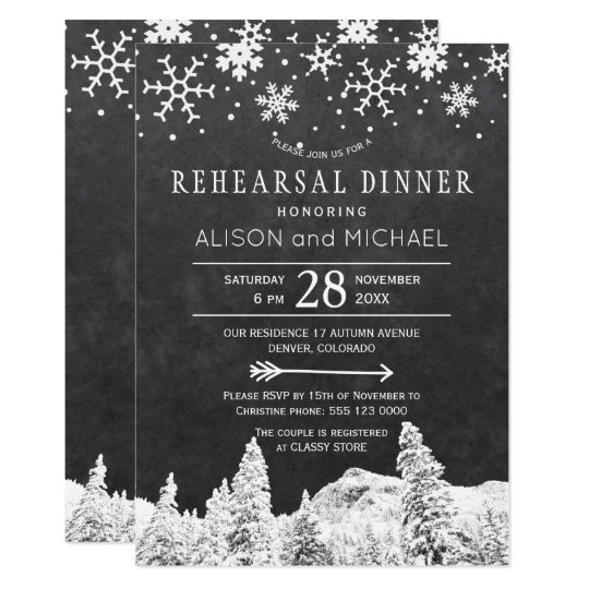 Tarjeta Cena del ensayo del invierno de los copos de nieve