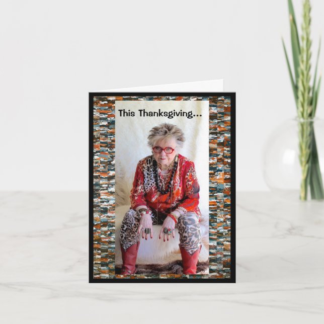 Tarjeta Cena divertida de Acción de Gracias (Anverso)