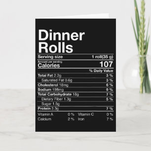 Tarjeta Cena Rolls Nutrición Hechos Regalos de Acción de G