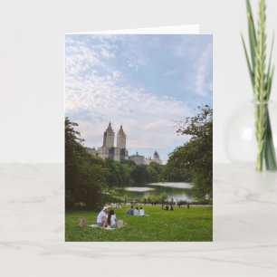 Tarjeta Central Park Nueva York Ciudad Silueta y lago escé