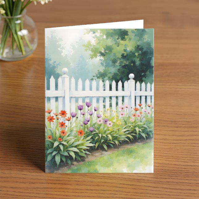 Tarjeta Cerca de Estacas con Flores Pensando en Ti (Subido por el creador)