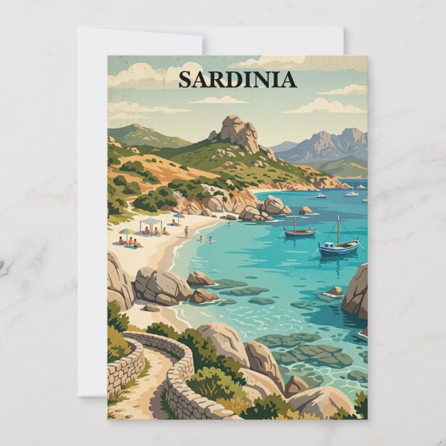Tarjeta Cerdeña Italia Mediterráneo Escenario Vintage (Anverso)