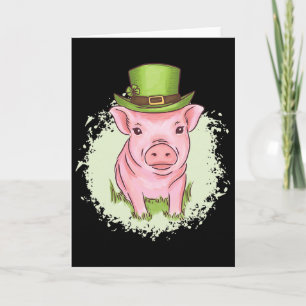 Tarjeta Cerdito Afortunado Nochevieja Año Nuevo San Patric