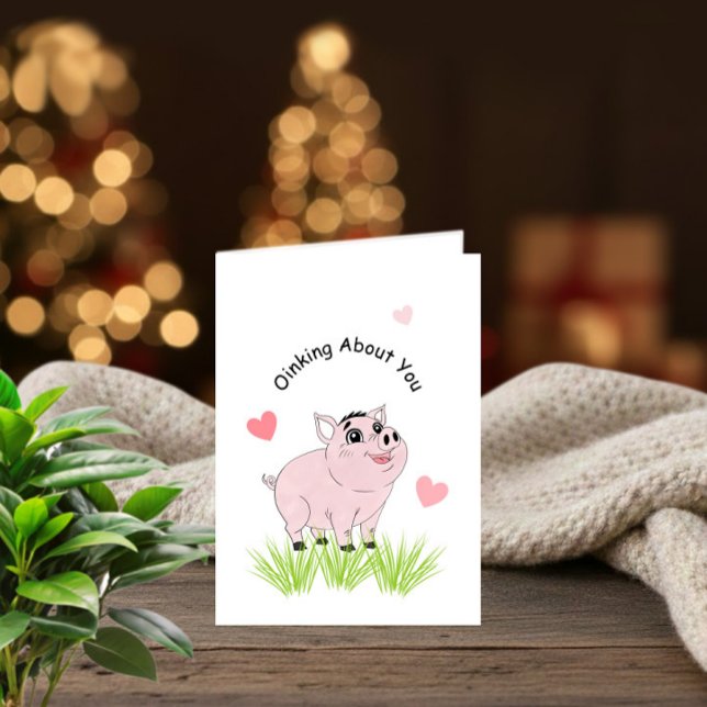 Tarjeta Cerdito rosa lindo para San Valentín (Subido por el creador)