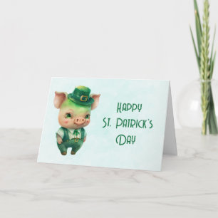 Tarjeta Cerdito verde lindo del día de San Patricio