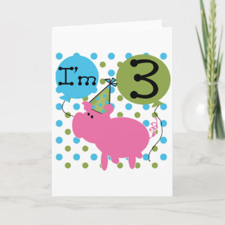 Tarjeta Cerdo 3 camisetas de cumpleaños y regalos