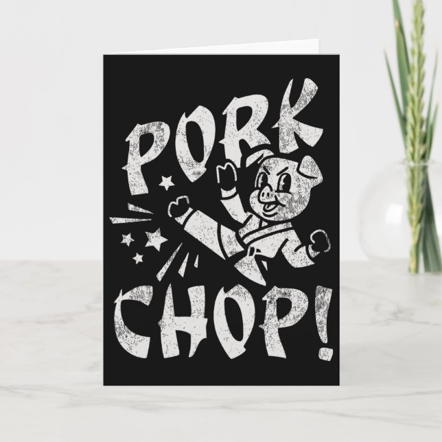 Tarjeta Cerdo Chuletón Karate Sarcático Cerdo  (Anverso)