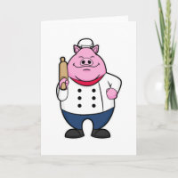 Cerdo como cocinero con rodillo