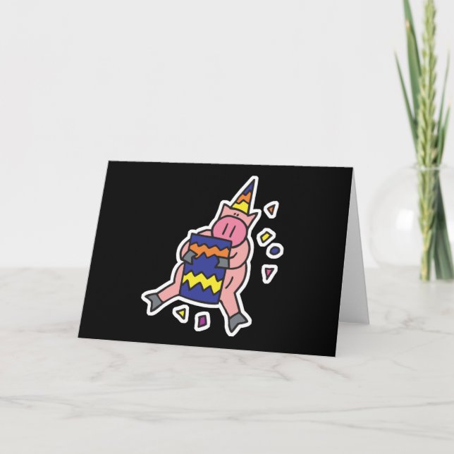 Tarjeta cerdo de cumpleaños (Anverso)