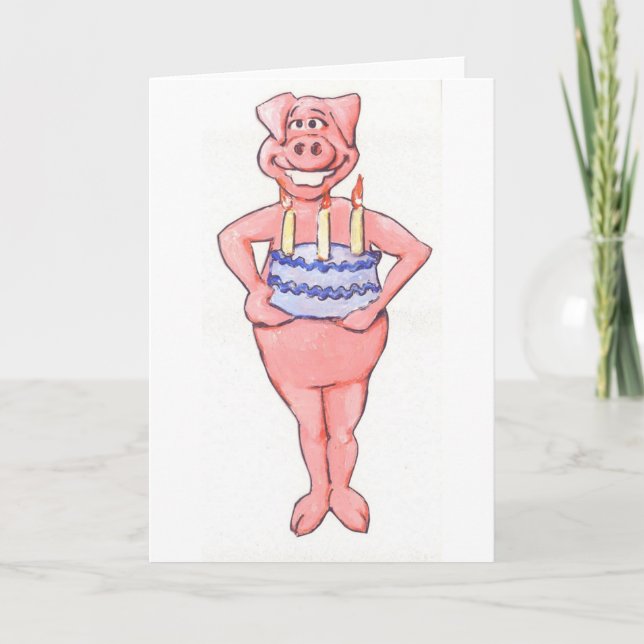 Tarjeta Cerdo de cumpleaños (Anverso)