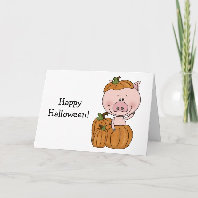 Tarjeta Cerdo de la calabaza (personalizable) (Anverso)