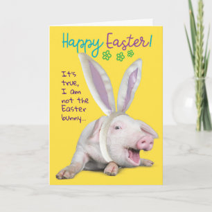 Tarjeta Cerdo de Pascua con foto de Bunny Ears